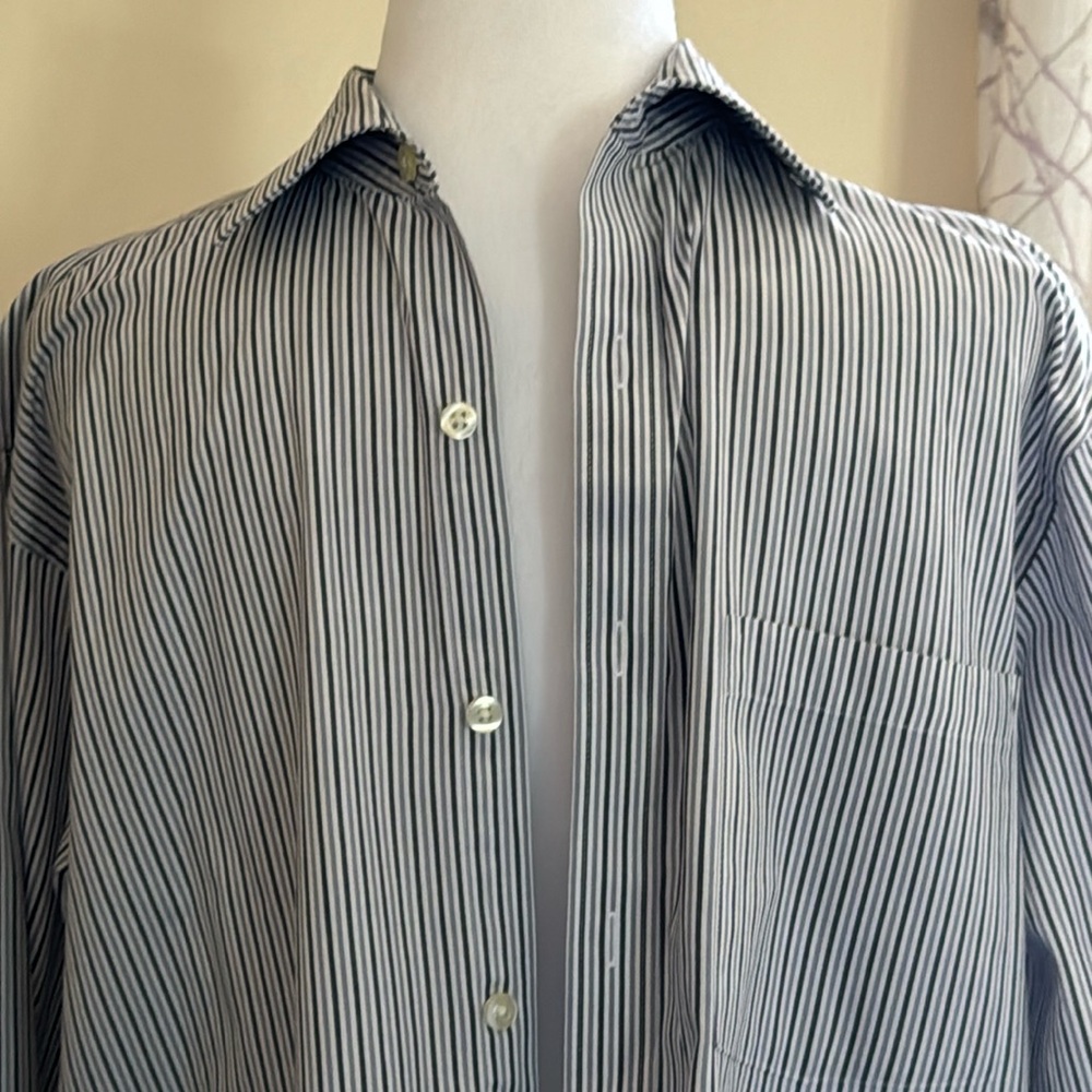 Michael Michael Kors blue white striped dress shirt size 15.5 34/35